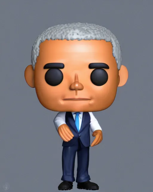 Image similar to full body 3d render of Barack Obama as a funko pop, studio lighting, white background, blender, trending on artstation, 8k, highly detailed