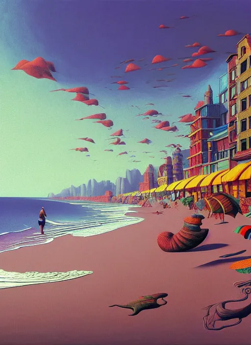 Prompt: hyper detailed 3d render like a Oil painting - the beach by Jacek Yerka, Mariusz Lewandowski, Houdini algorithmic generative render, Abstract brush strokes, Masterpiece, Edward Hopper and James Gilleard, Zdzislaw Beksinski, Mark Ryden, Wolfgang Lettl, hints of Yayoi Kasuma, octane render, 8k