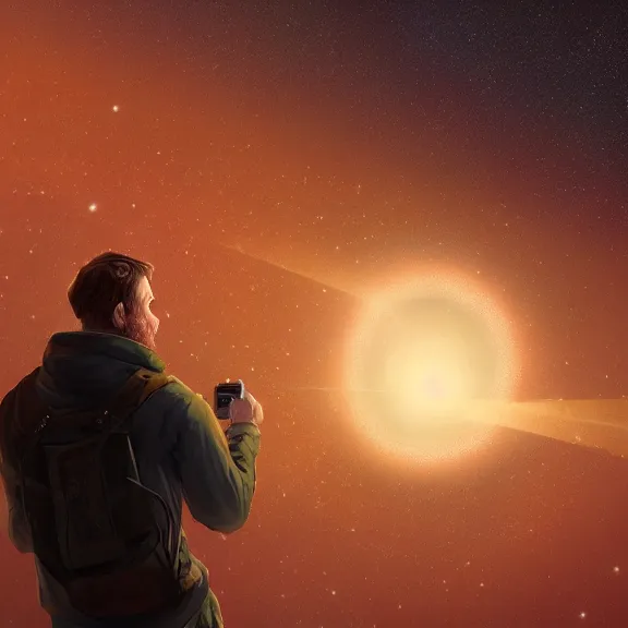 Prompt: a man searching the universe, highly detailed, digital painting, artstation, concept ar