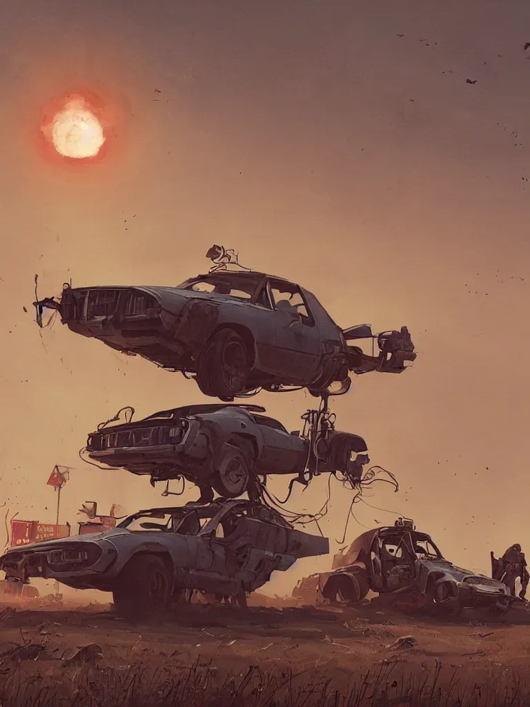 Image similar to mad max by simon stalenhag