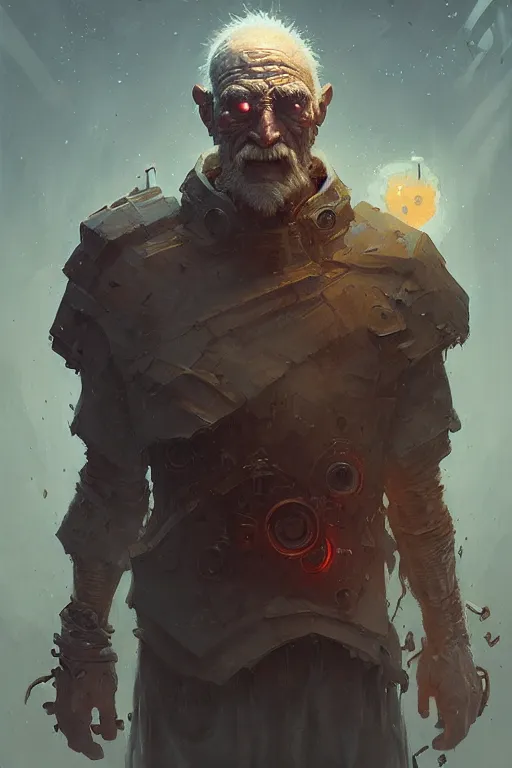 Prompt: heroic old man cyborg by anna podedworna, bayard wu, greg rutkowski