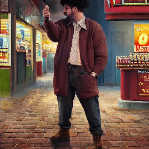 Image similar to man in giant gigarette costume standing in the front of tobacco store. ad campaign, commercial shoot, photoshoot, hyper realistic, digital painting. art station. mood lighting. skindness, highly detailed, concept art, intricate, sharp focus - h 1 2 0 0