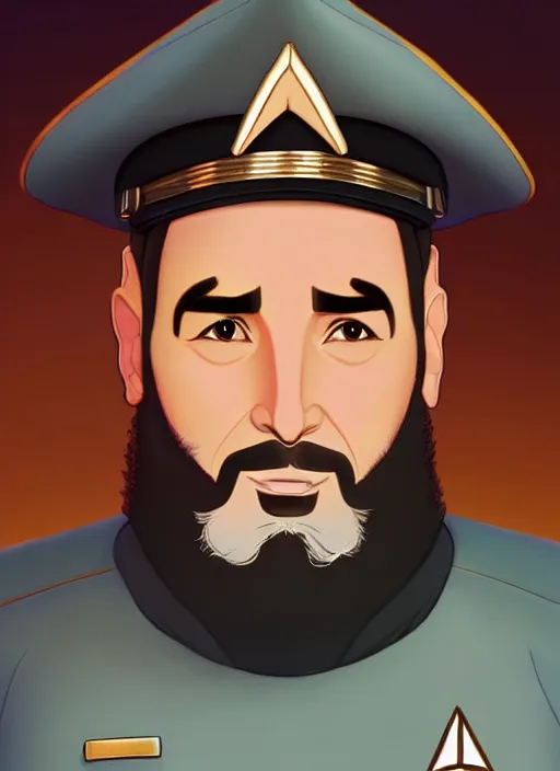 Prompt: cute star trek officer fidel castro, natural lighting, path traced, highly detailed, high quality, digital painting, by don bluth and ross tran and studio ghibli and alphonse mucha, artgerm