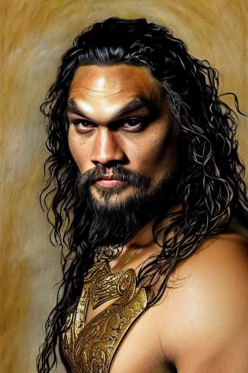 royal portrait of Jason Momoa, painting, detailed, by | Stable ...