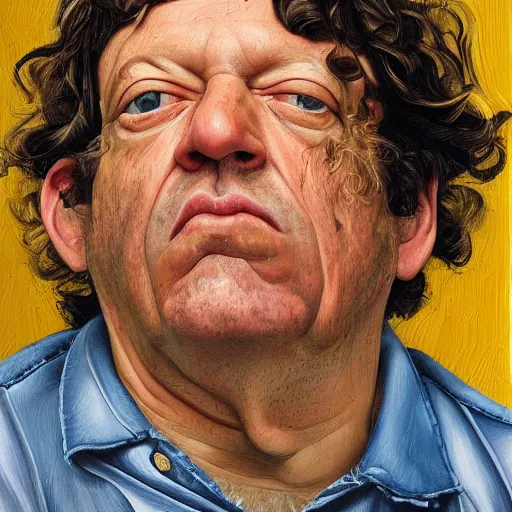 Image similar to high quality high detail painting by lucian freud, hd, dean ween, mickey melchiondo portrait