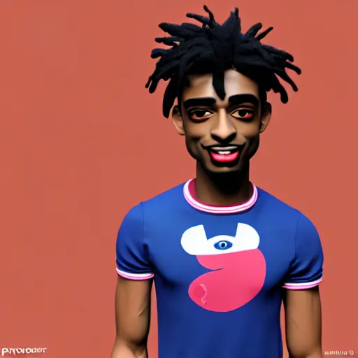 Image similar to a cartoon 3D render of Playboi Carti in the style of Pixar