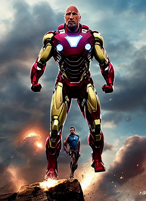 Image similar to Dwayne Johnson as ironman