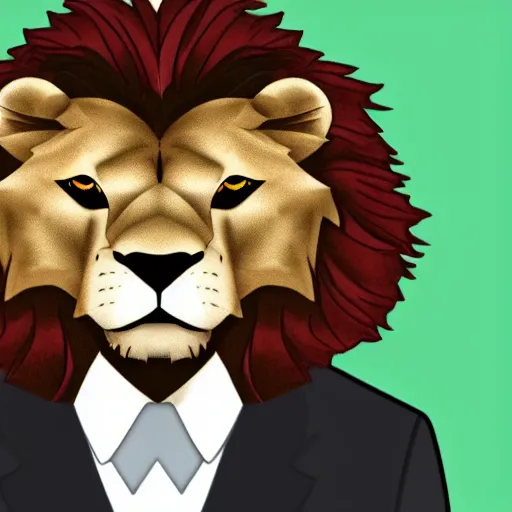 Image similar to a handsome anthropomorphic lion with short hair in an expensive suit, high quality digital art