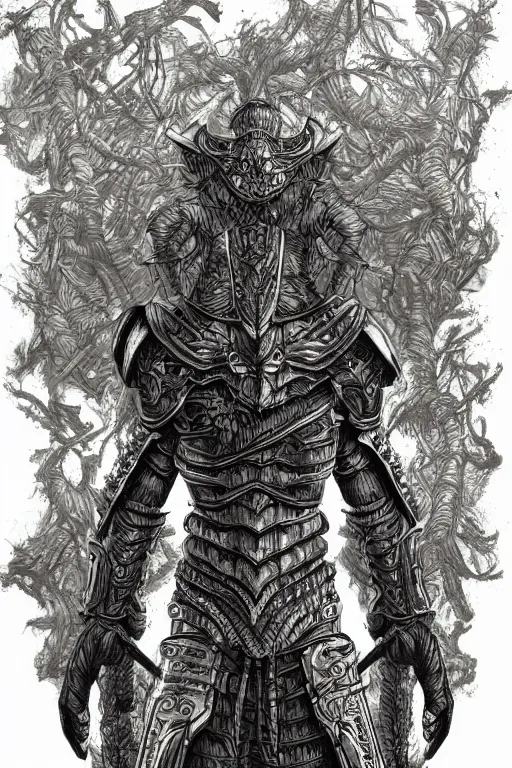 Image similar to human warrior wearing tree themed armour, symmetrical, highly detailed, digital art, sharp focus, trending on art station, kentaro miura manga art style