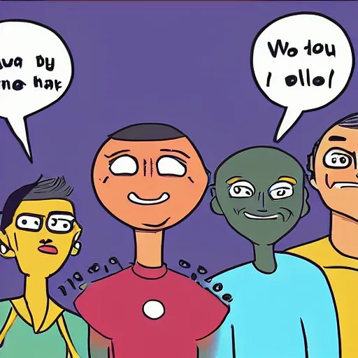 Prompt: Illustration of what the world would be like if we were to make a movie about aliens and their race and they came to Earth and made this cartoon about us.