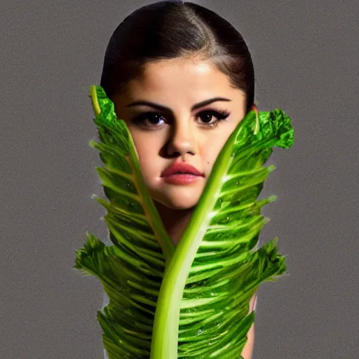 Image similar to selena gomez as celery mutant