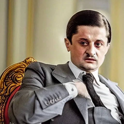Image similar to Volodymyr Zelenskiy as Vito Corleone