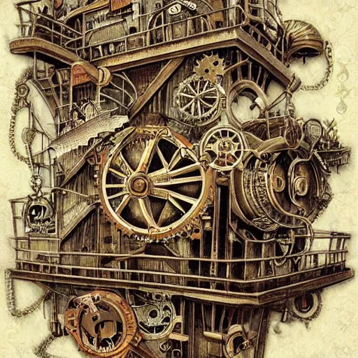 Image similar to !steampunk escher painting