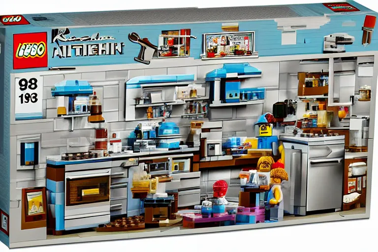 Prompt: kitchen meth lab 1 9 8 5 lego set