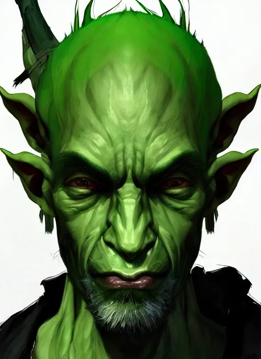 Portrait Of A Green Skin Handsome Goblin Engineer With Stable Diffusion