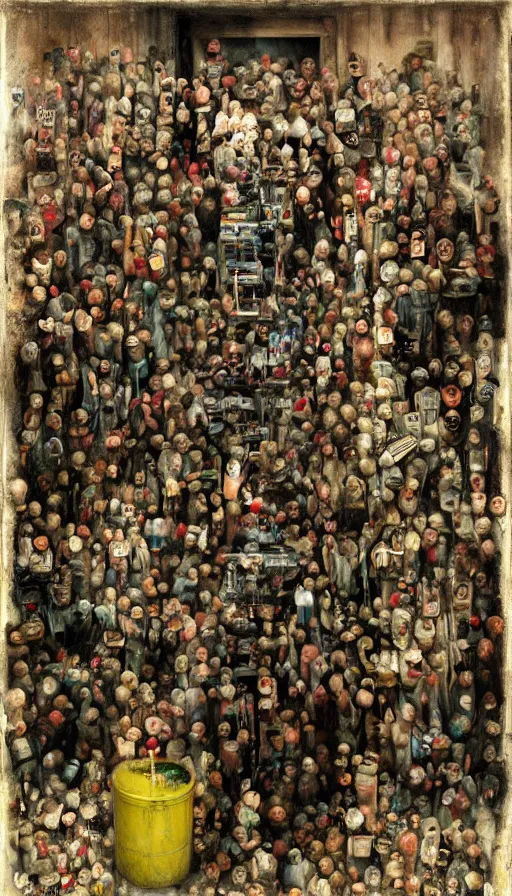 Image similar to life and death mixing together, by dan witz