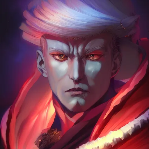 Prompt: anime portrait of Apollo24 as a shaman yedi using dark force to eliminate trump as an anime antagonist by Stanley Artgerm Lau, WLOP, Rossdraws, James Jean, Andrei Riabovitchev, Marc Simonetti, and Sakimichan, trending on artstation