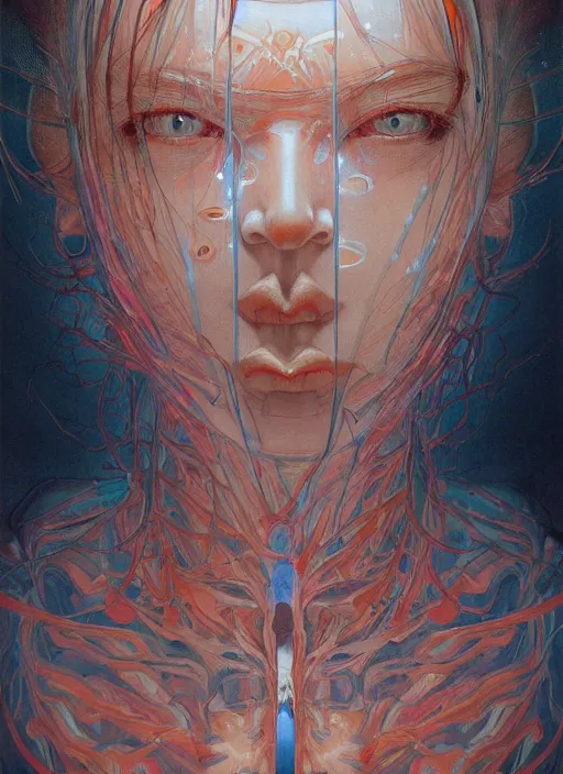 Image similar to prompt : figurative unique features beautiful subconscious, symmetrical face, portrait soft light painted by james jean and katsuhiro otomo and erik jones, inspired by akira anime, smooth face feature, intricate oil painting, high detail illustration, sharp high detail, manga and anime 1 9 9 9