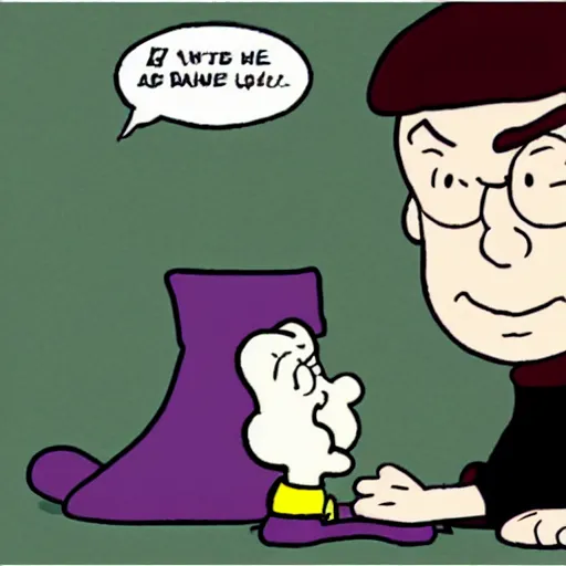 Image similar to chris kattan as spock in the style of charles schulz, peanuts, comic strip, cartoon, smooth lines