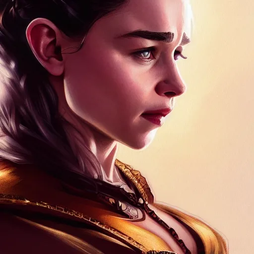 Prompt: beautiful Emilia Clarke as Flash, western, closeup, D&D, fantasy, intricate, elegant, highly detailed, digital painting, artstation, concept art, matte, sharp focus, illustration, art by Artgerm and Greg Rutkowski and Alphonse Mucha