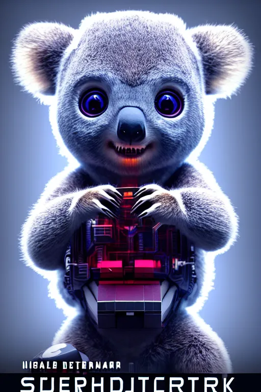Image similar to high quality 3 d render very cute cyborg koala! cyberpunk highly detailed, unreal engine cinematic smooth, in the style of blade runner & detective pikachu, hannah yata charlie immer, moody light, low angle, uhd 8 k, sharp focus