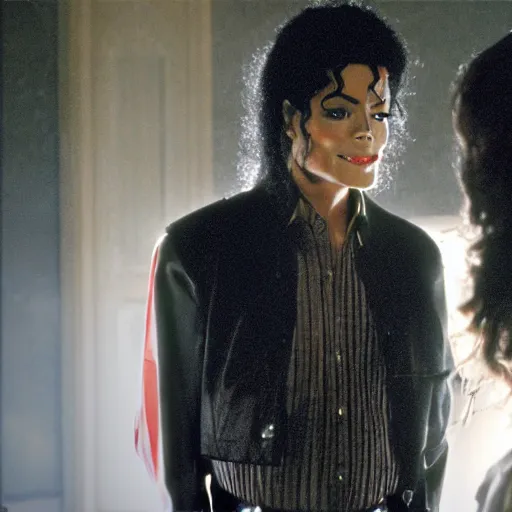 Prompt: michael jackson meeting his younger self, movie still 8 k hdr atmospheric lighting