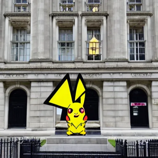 Prompt: a pikachu marble statue in London, intricate detail