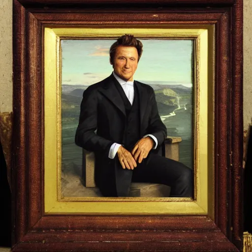 Image similar to portrait of Robert Herjavec, in the style of the Hudson River School