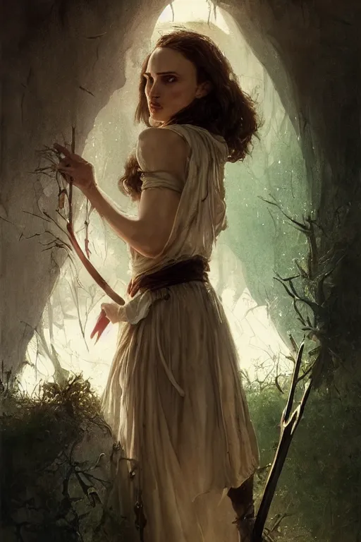 Image similar to natalie portman, witch, lord of the rings, tattoos, decorated ornaments, by carl spitzweg, ismail inceoglu, vdragan bibin, hans thoma, greg rutkowski, alexandros pyromallis, perfect face, fine details, realistic shading photorealism