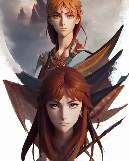 Image similar to azctec warrior, katherine mcnamara, detailed perfect face, exquisite details, fire magic, mid view, design on a white background, by studio muti, greg rutkowski makoto shinkai takashi takeuchi studio ghibli