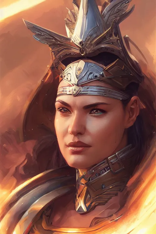 Image similar to amazon valkyrie athena, d & d, fantasy, portrait, highly detailed, headshot, digital painting, trending on artstation, concept art, sharp focus, illustration, art by artgerm and greg rutkowski and magali villeneuve