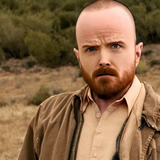 Image similar to Live Action Still of Aaron Paul dressed as and playing Walter White in Breaking Bad, real life, hyperrealistic, ultra realistic, realistic, highly detailed, epic, HD quality, 8k resolution, body and headshot, film still