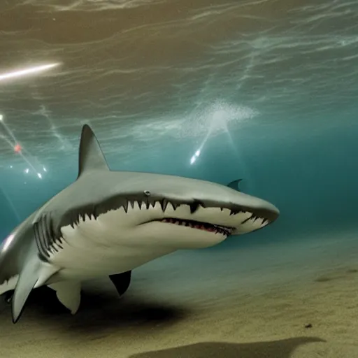 Prompt: sharks with freaking laser beams on their heads