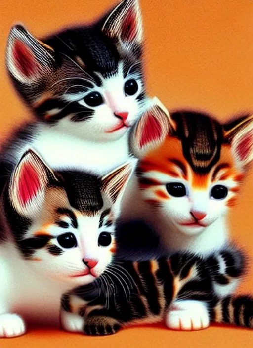 Image similar to clear photorealistic picture of adorable kittens made out of sushi