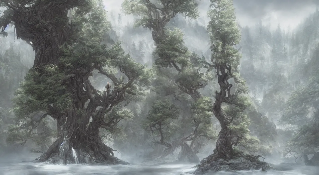 Image similar to hyper realistic detailed matte painting of tree of knowledge, trending on artstation, hyperdetailed unreal engine, stanley artgerm lau, yuru camp, illustration, digital art, concept art