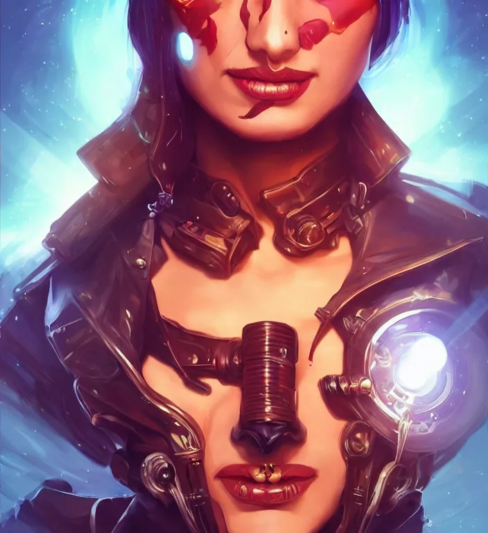 Prompt: a portrait of a space pirate with neon teeth, retro, steampunk, smooth, sharp focus, concept art by artgerm