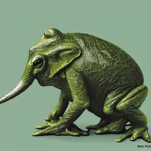 Prompt: frog - elephant creature by steven stahlberg