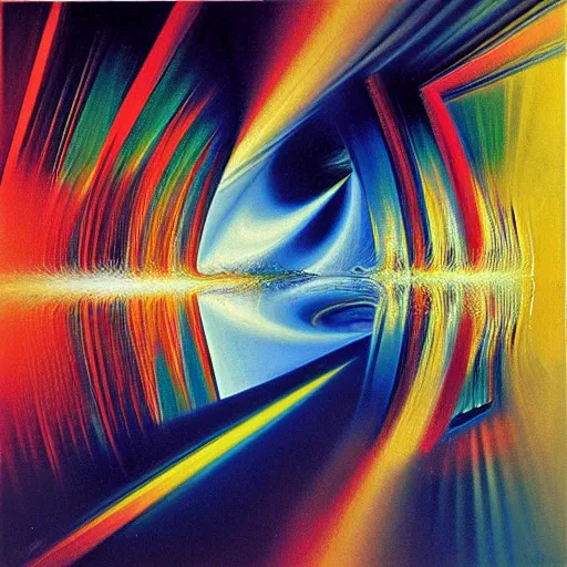 Image similar to abstract art representing momentum, oil painting by john berkey and gabriel dawe, masterwork