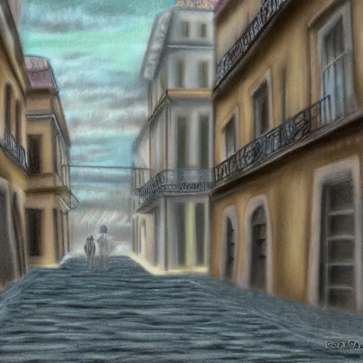 Image similar to city of lisbon, concept art, pastel soft colors, in the style of robert hickox, oscar galvan