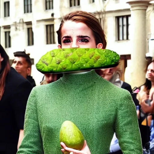 Image similar to emma watson as an avocado chair