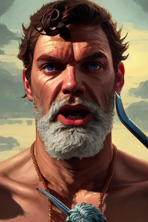 Prompt: highly detailed close up portrait of god poseidon holding a trident in gta v, stephen bliss, unreal engine, fantasy art by greg rutkowski, rhads, ferdinand knab, makoto shinkai and lois van baarle, ilya kuvshinov, rossdraws, tom bagshaw, global illumination, radiant light, detailed and intricate environment