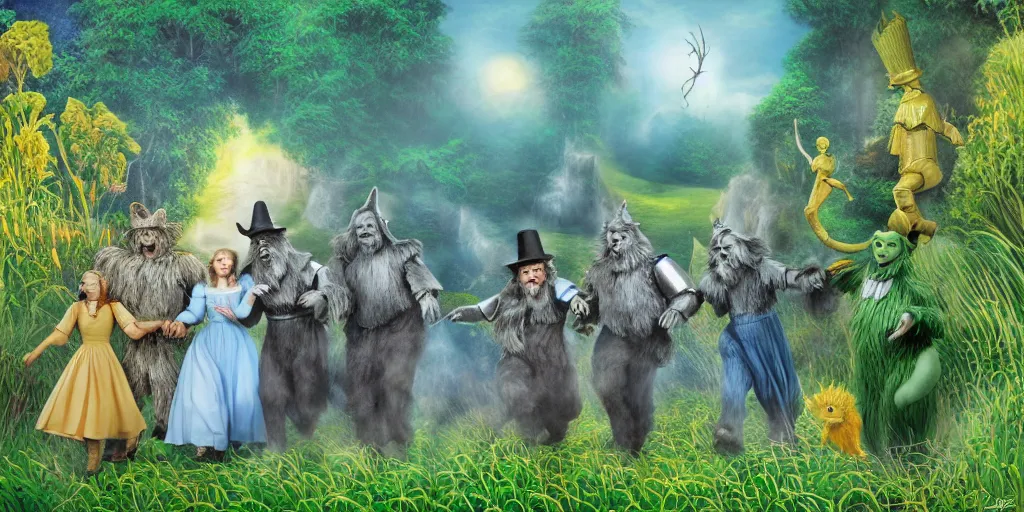 Image similar to wizard of oz ,digital art, high detail, hyper realistic,