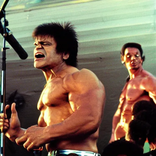 Image similar to hulk performing at woodstock