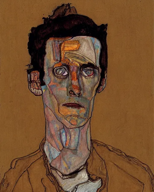 Image similar to portrait of bender by egon schiele in the style of greg rutkowski