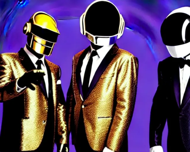 Prompt: Abbott and Costello meet Daft Punk