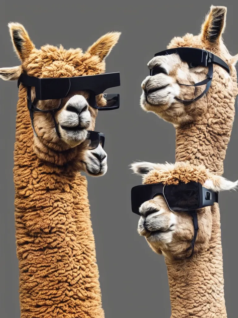 Prompt: a profile picture of an alpaca, wearing VR glasses, illustration, highly detailed, no gradients, pop art