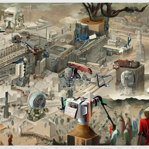 Image similar to the robot uprising, encyclopedic, New renaissance concept art