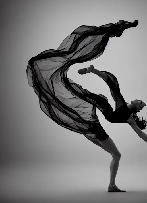 Image similar to a Photorealistic dramatic hyperrealistic render of a glamorous beautiful Female smoke dancer by Ken Brower and Deborah Ory of NYC Dance project,Lois Greenfield,Flowing cloth and smoke,Beautiful dynamic dramatic dark moody lighting,volumetric,shadows,cinematic atmosphere,Octane render,8K