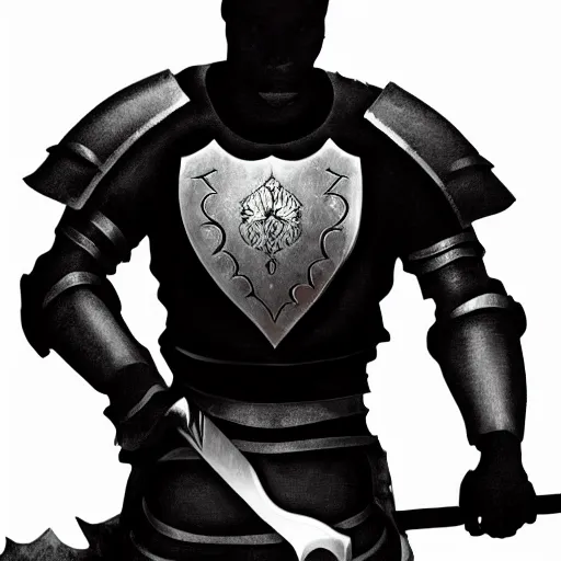 Image similar to black man knight with sword symmetrical realistic fantasy on white bear