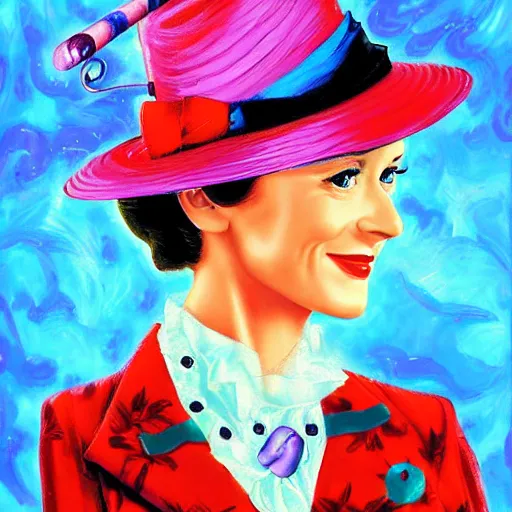 Image similar to mary poppins oil painting by lisa frank